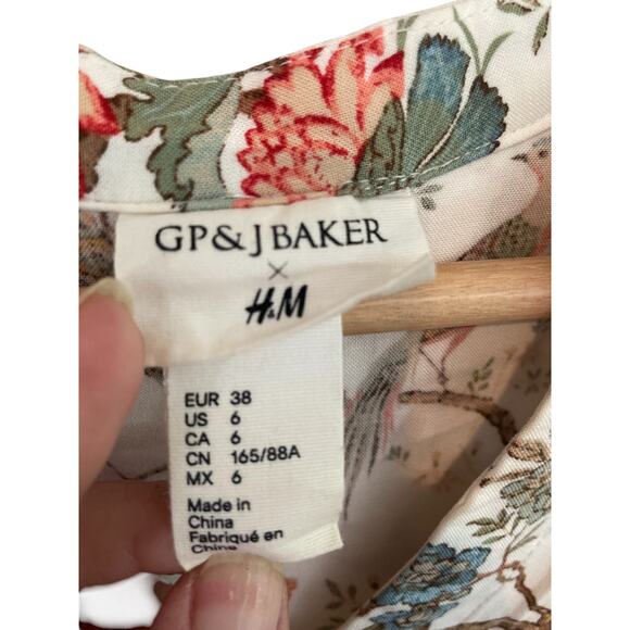 GP & J Baker x H&M | Floral Bird Shirt Dress or Tunic | Cream | Size 6 - Picture 6 of 6
